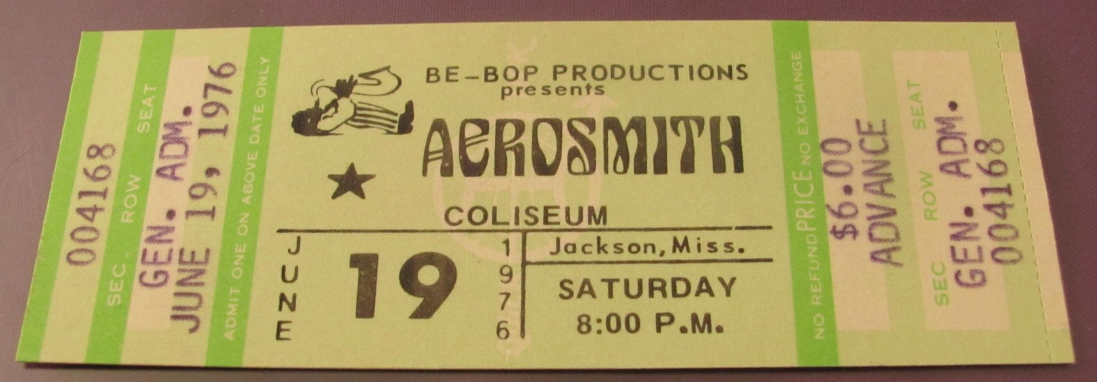AEROSMITH 1976 Rocks Tour Original Vintage Complete Concert Ticket Other