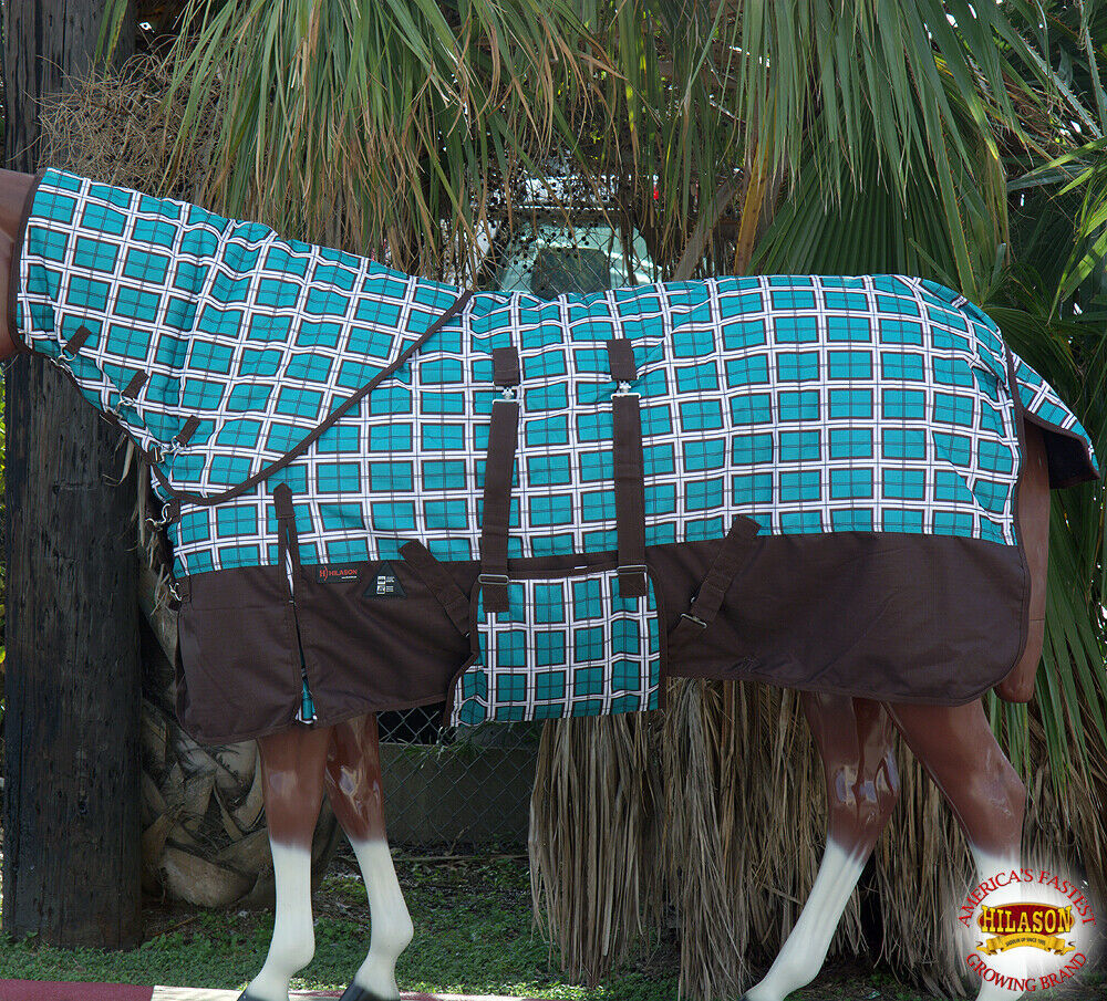 69" Hilason 1200D 400Gsm Winter Horse Blanket W/ Neck Cover Belly Wrap