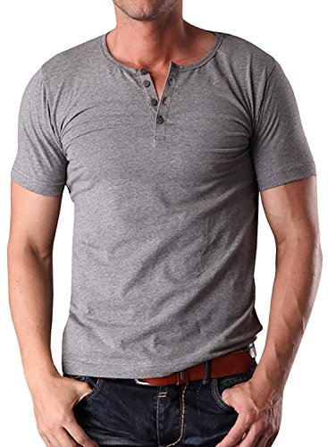 YTD Men's Casual Slim Fit Short Sleeve Henley T-Shirts Cotton Shirts XL ...