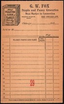 Vintage Receipt Kelloggs Corn Flakes Box Pic 1910s G W Fox Chicago Ill Unused - $6.99
