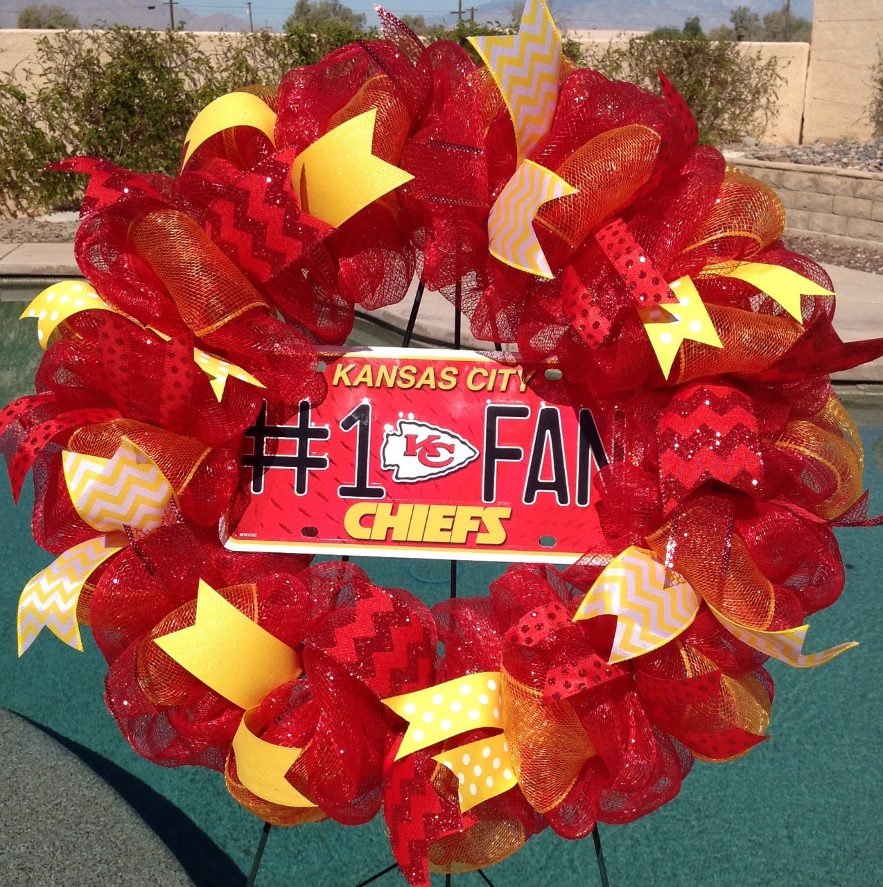 Nfl Kansas City Chiefs Deco Mesh Wreath Door Wall Decor Indoor Outdoor