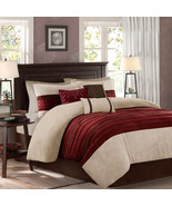 KING Madison Park Red Leaf Micro Suede 7-pc Comforter Complete Set - $300.00
