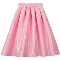 Coblat Blue A-Line Knee Length Ruffle Skirt Taffeta High Waist Pleated Skirt image 5
