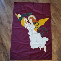 Vintage Garden Flag, Large, Appliqued Angel with Trumpet Horn, Double Sided