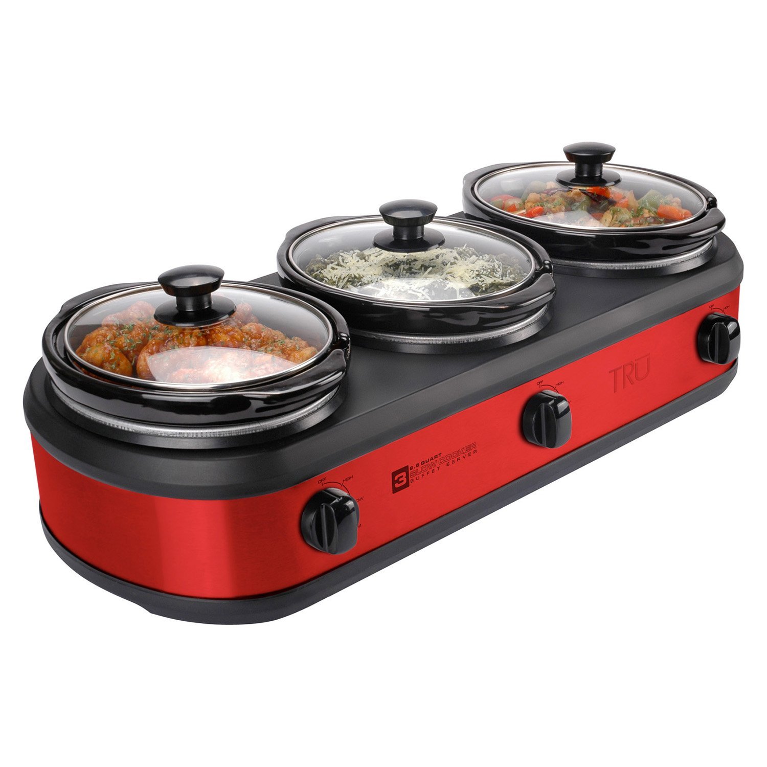 TRU Triple Slow Cooker Buffet Server Set (Assorted Colors) Cookers