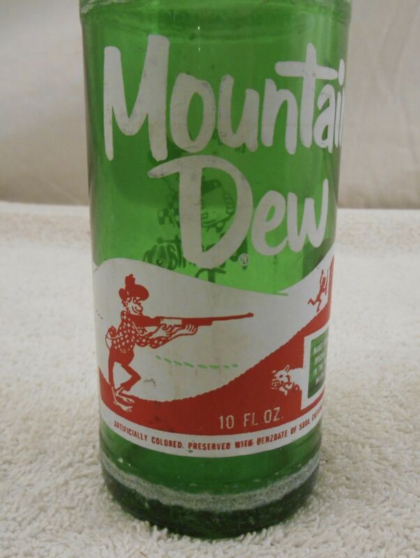 VTG Mountain Dew Traditional Hillbilly Style 10 oz Green Glass Soda Pop ...