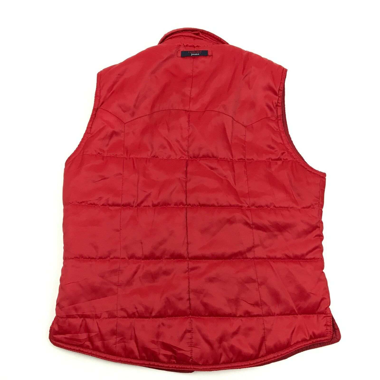 VINTAGE Tommy Hilfiger Puffer Vest Women's Size Medium M Red Sleeveless ...