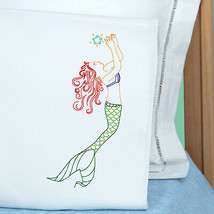 Jack Dempsey Needle Art Perle Edge Pillowcase Mermaid - $18.84