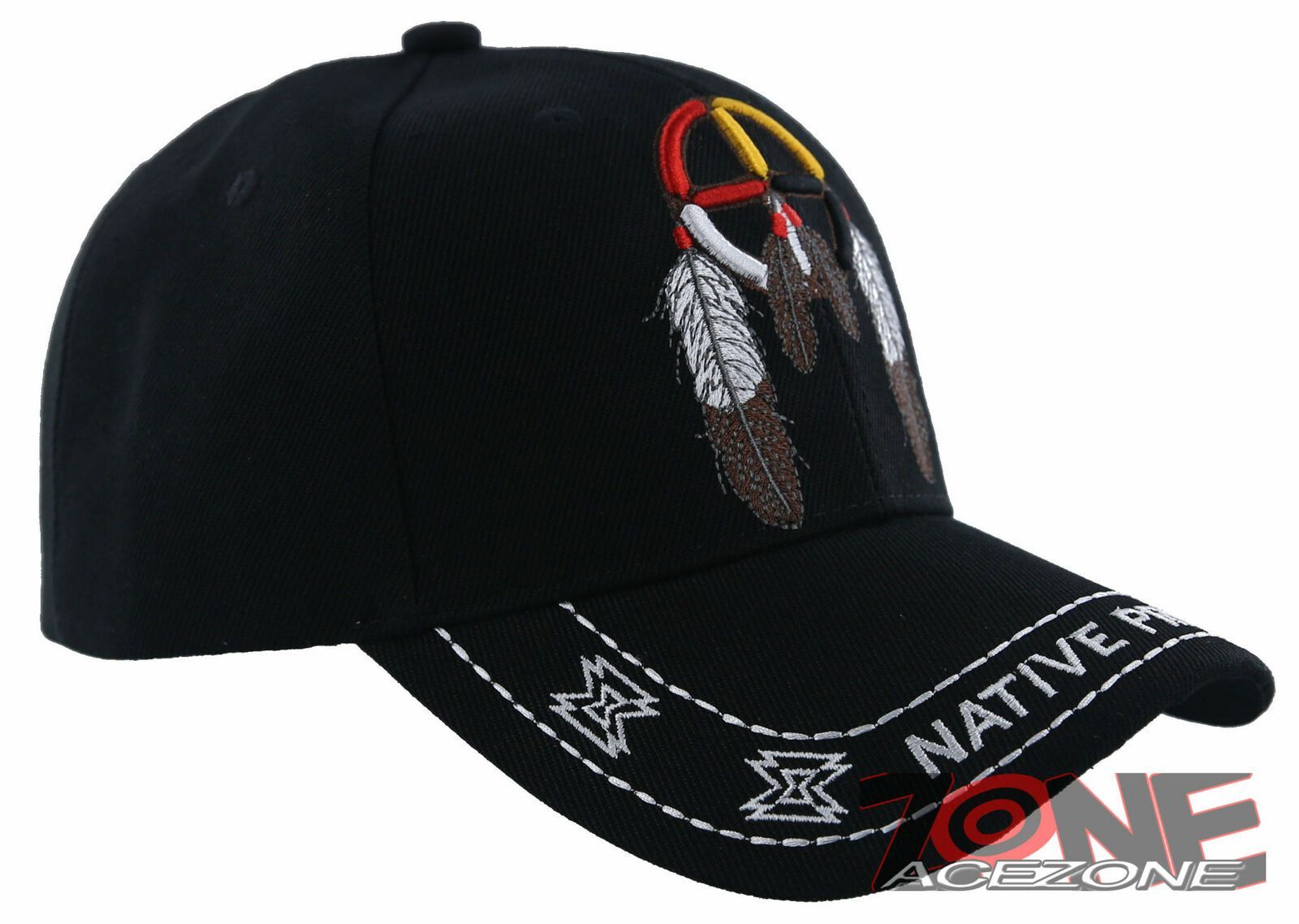 NEW! NATIVE PRIDE INDIAN AMERICAN MEDICINE WHEEL HOOP FEATHER CAP HAT