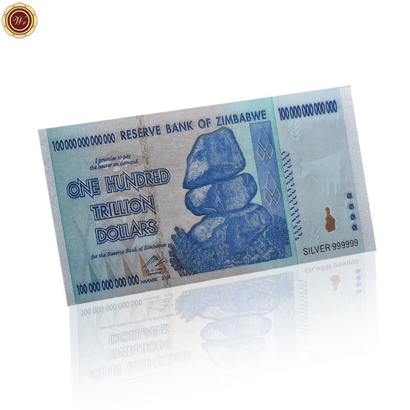 5pcs//set One Hundred Trillion Dollar Gold Banknote In Zimbabwe Envelope Gifts