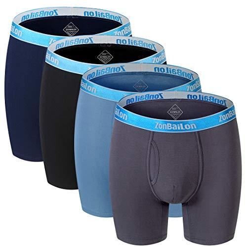 Zonbailon Bamboo Underwear for Men Boxer Briefs with Pouch Pack of 6 M ...