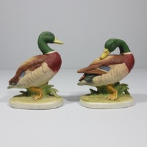 2 Lefton Mallard Ducks Porcelain Figurines Hand Painted KW00214 Japan Vtg - $17.41