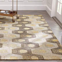 Area Rugs 9&#39; x 12&#39; Gramercy Gold Hexagon Pattern Hand Tufted Crate &amp; Bar... - $999.00