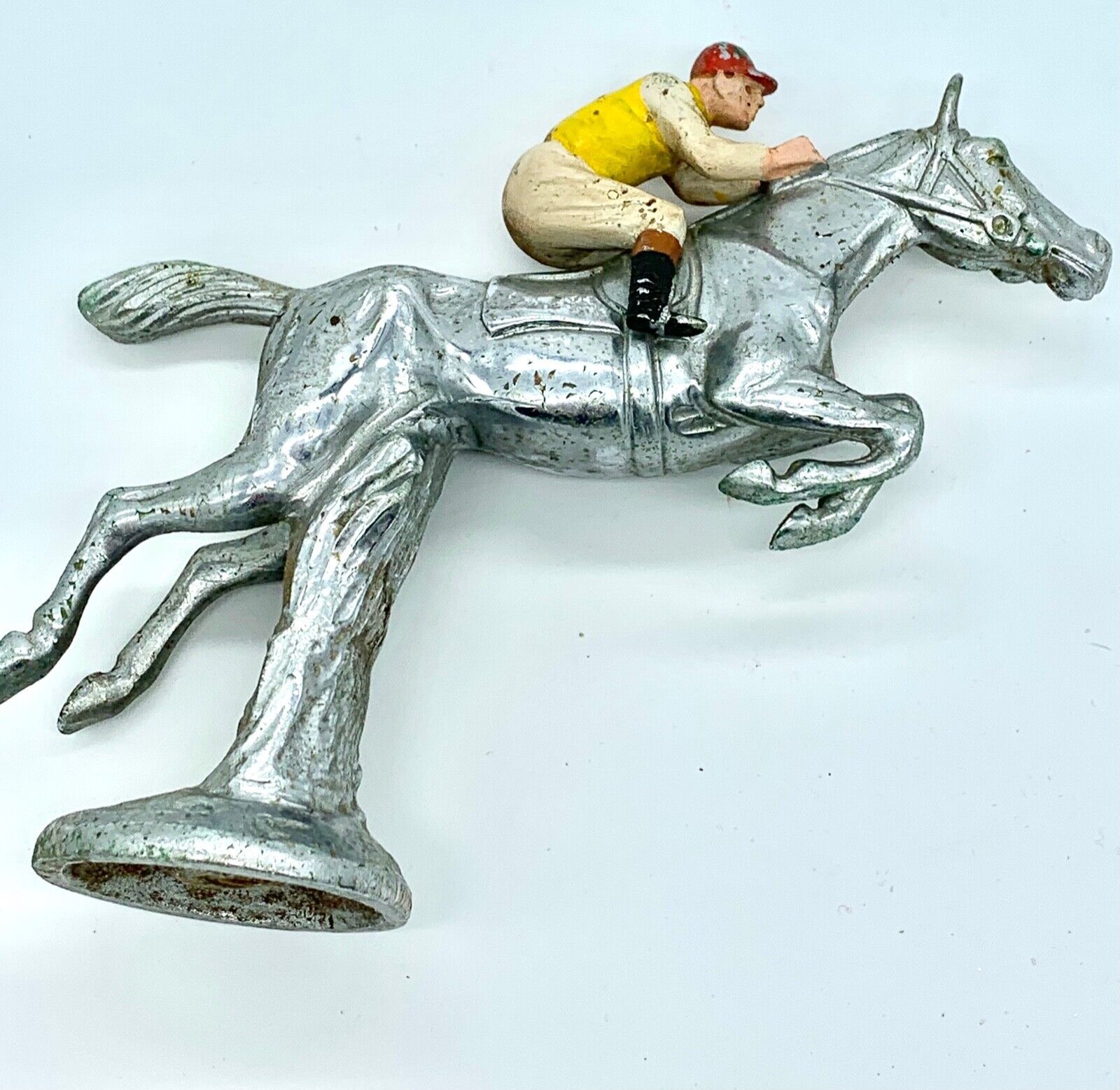 VINTAGE 1920s JOCKEY RIDING HORSE CH PAILLET HOOD ORNAMENT MASCOT