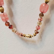 Vintage Glass Bead Necklace, Chunky Pink Gold Brown Beads image 8