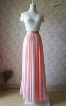Plus Size Blush Pink Chiffon Skirt Wedding Chiffon Skirt Outfit Floor Length image 3