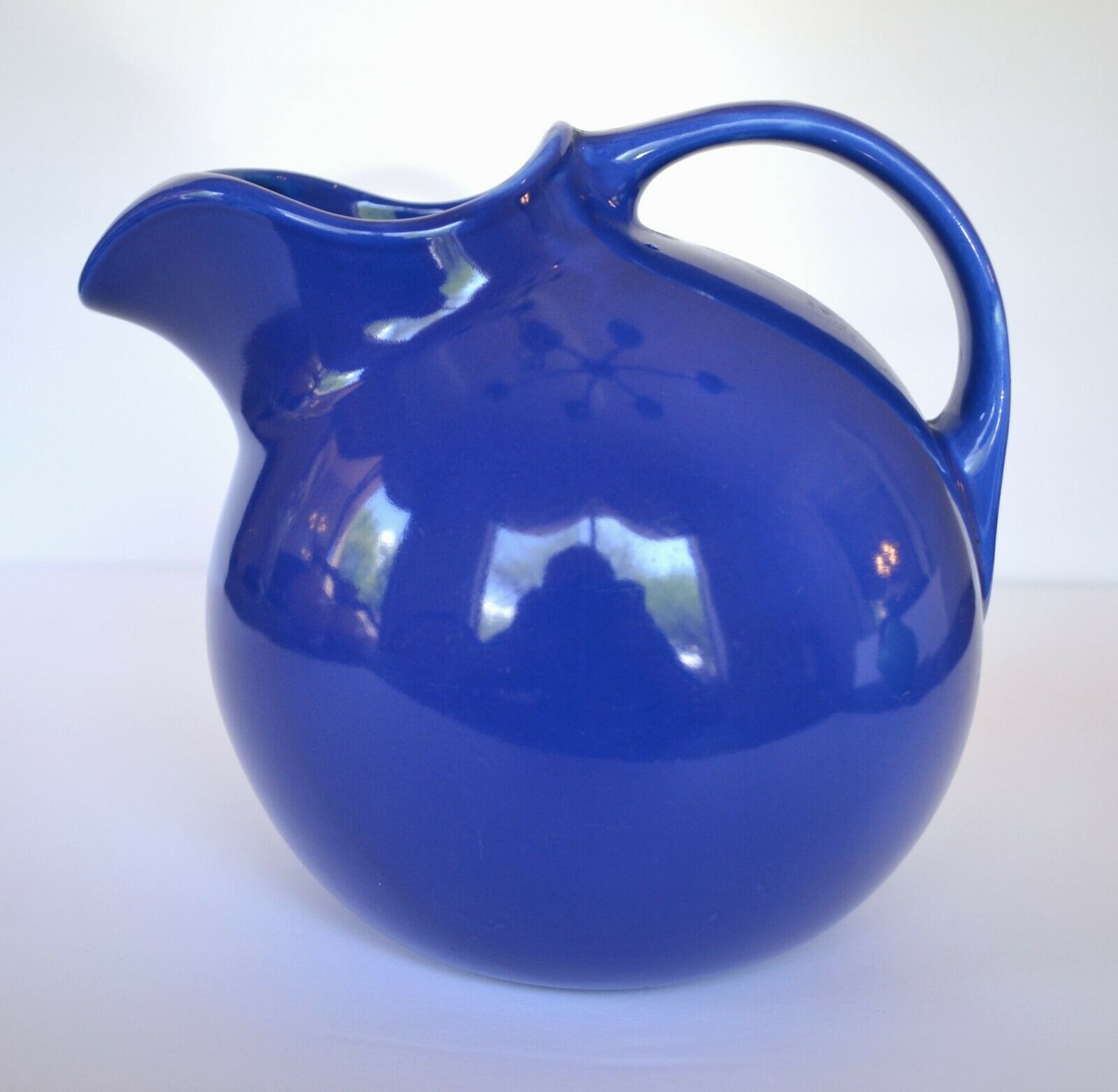 Vintage Cobalt Blue Round Pottery Pitcher Pitchers
