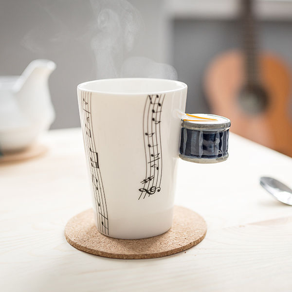 MUSIC INSTRUMENT SHAPED HANDLE MUG CUP GUITAR PIANO VIOLIN DRUM COFFEE TEA NEW