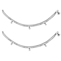 Two Tone Silver Anklets-ANK097 - $101.99