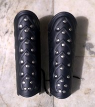NauticalMart Faux Leather Arm Guards - Medieval Bracers - Black - One Size