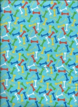 New A.E. Nathan Dog Bones on Blue Comfy Flannel Fabric by the Yard - $6.93