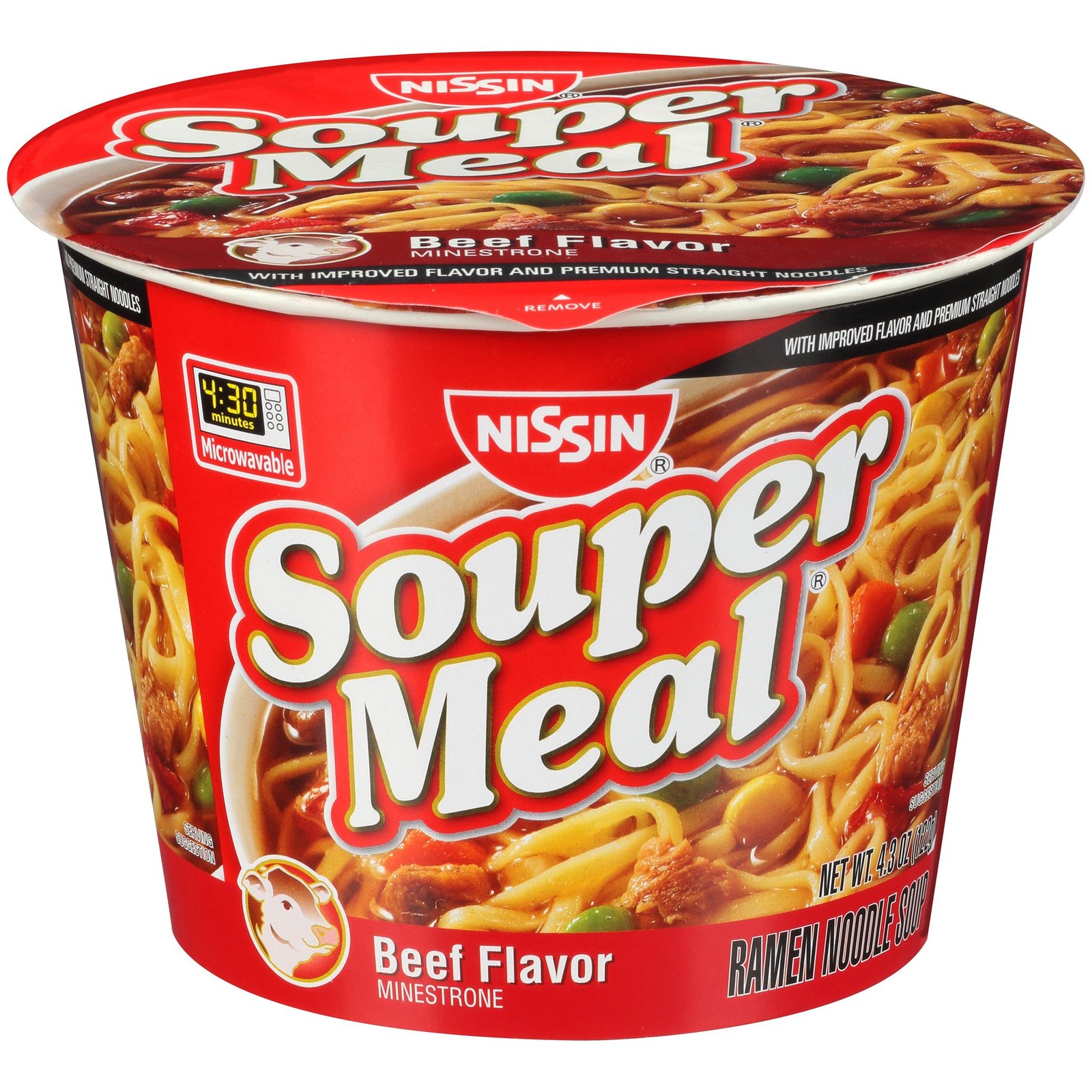 Nissin Beef Flavor Souper Meal Noodles Cup (Case of 6) Soups & Stews