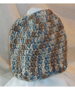 new MESSY BUN hat muted earthy tones handcrafted crochet cap ponytail - $10.00