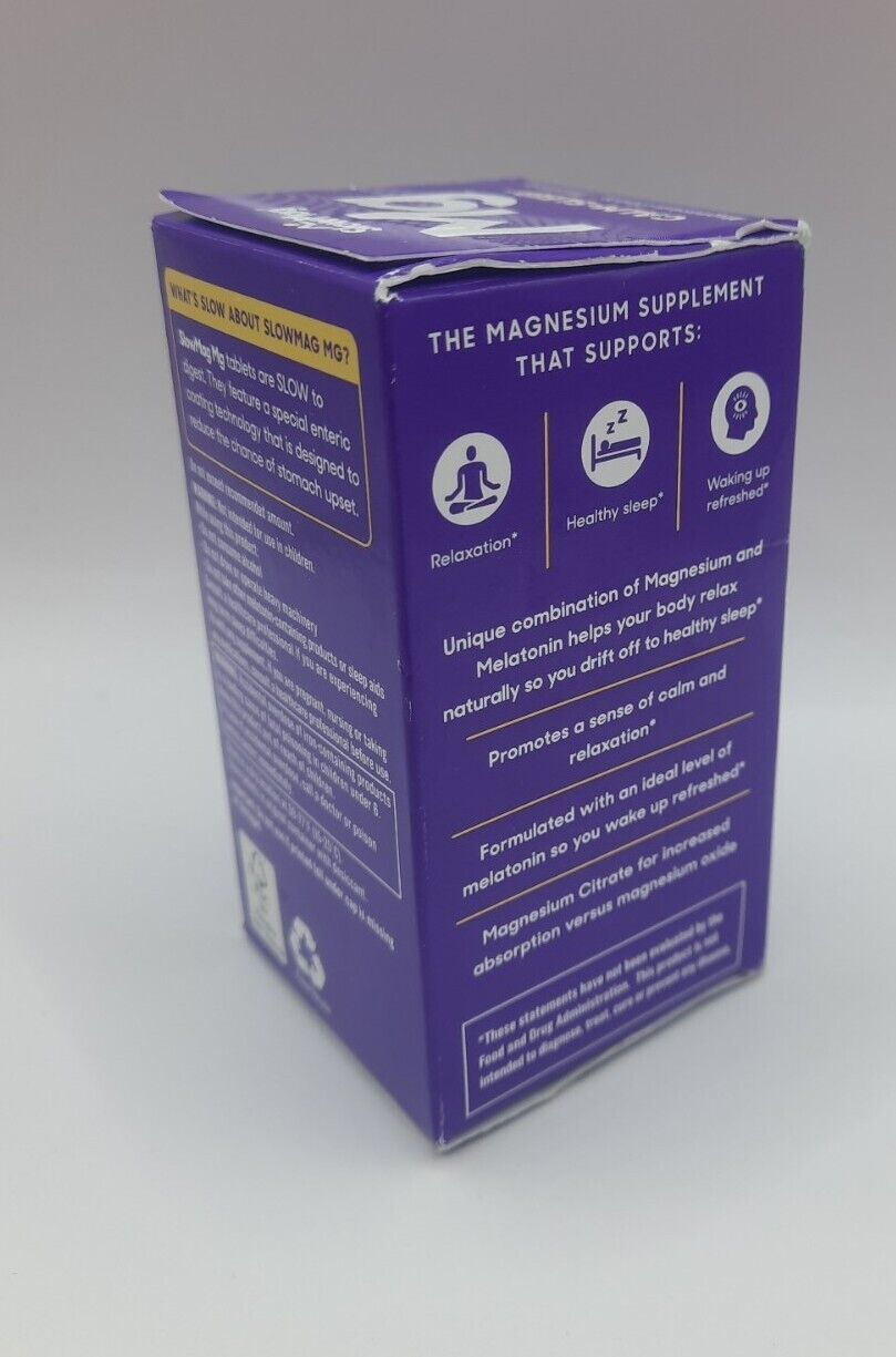 SlowMag Mg Calm + Sleep Supplement 60 tablets, Exp 06/2024 Dietary
