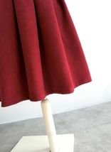  Winter WINE RED Pleated Skirt Woolen Midi Pleated Holiday Skirt Plus Size  image 9