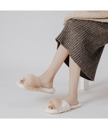 Slippers Fluffy Flops Faux Fur Slides Winter Slippers Sandals Female War... - $15.00
