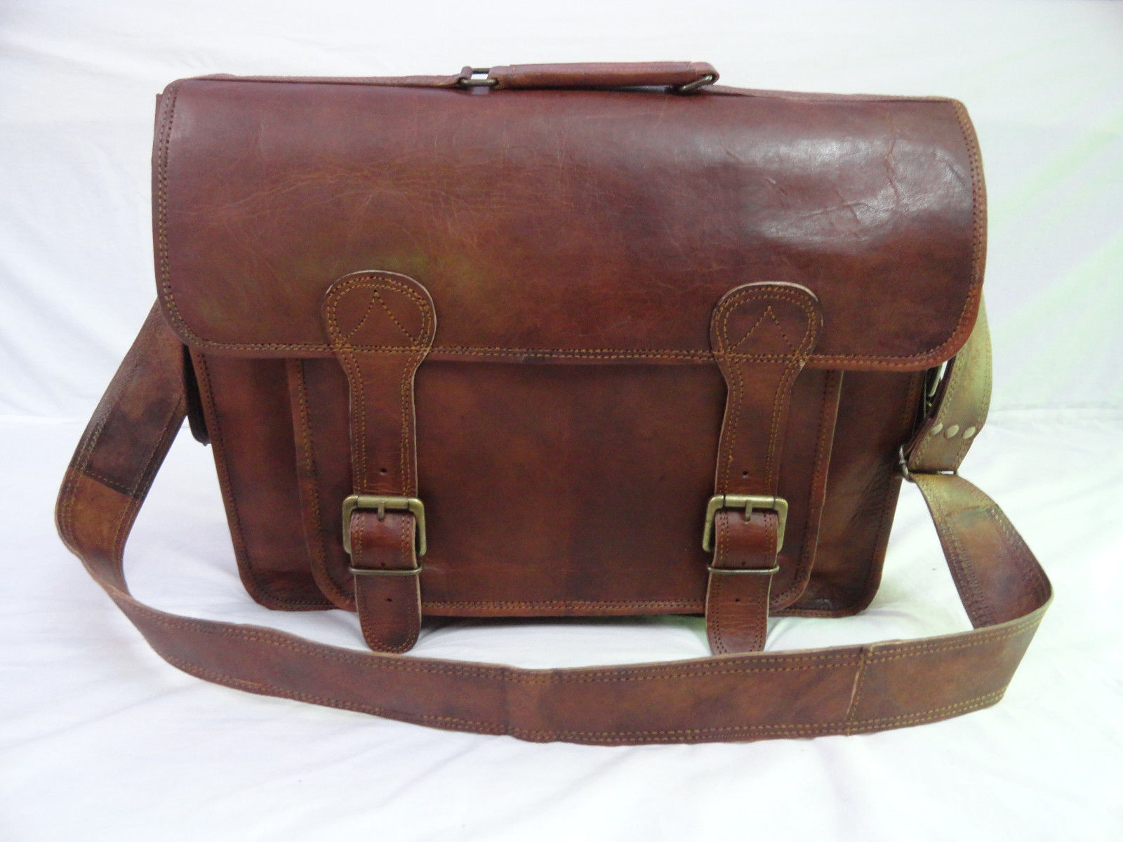 Vintage Leather Briefcase Messenger Bag 18