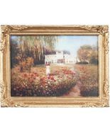 DOLLHOUSE Framed Picture White Mansion in Garden Miniature - $7.52