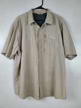 Wrangler Mens Button Up Shirt Size XXL Khaki Short Sleeve Vented Outdoor... - $29.88