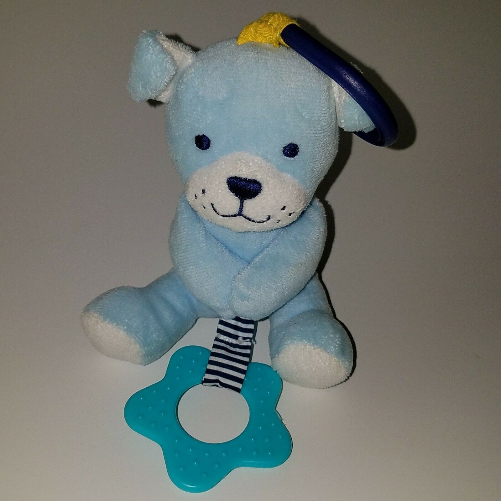 Carter's Child of Mine Blue Puppy Dog Plush Rattle Baby Crib/Stroller Clip Toy - $15.79
