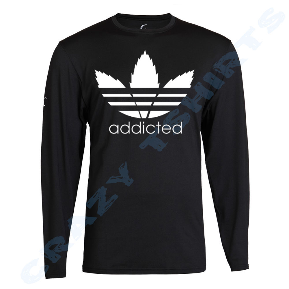 Addicted - Adidas Parody T-Shirt. 420 Weed Marijuana leaf shirt White ...