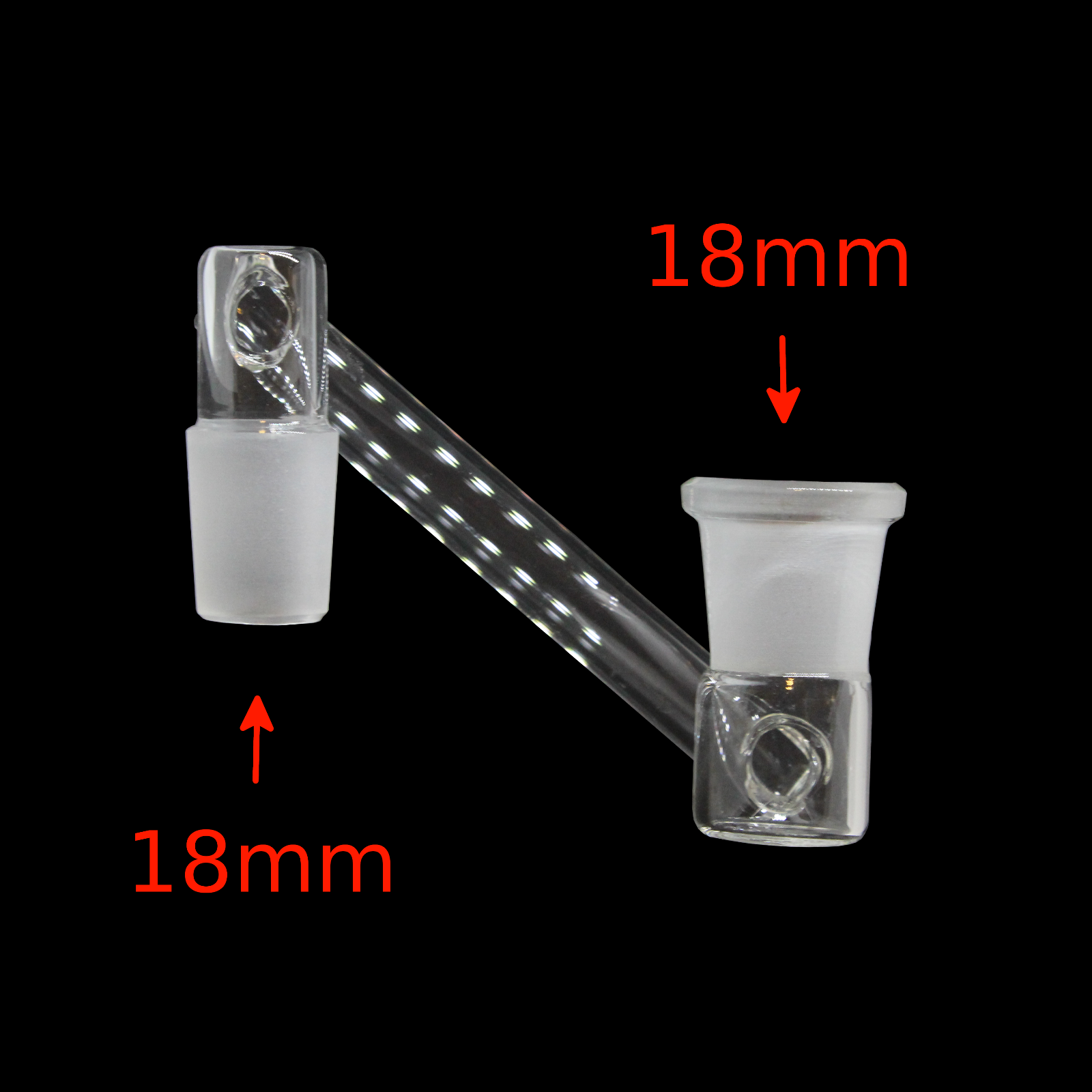 18mm Male to 18mm Female Side Extender Glass Adapter Drop Down Lab