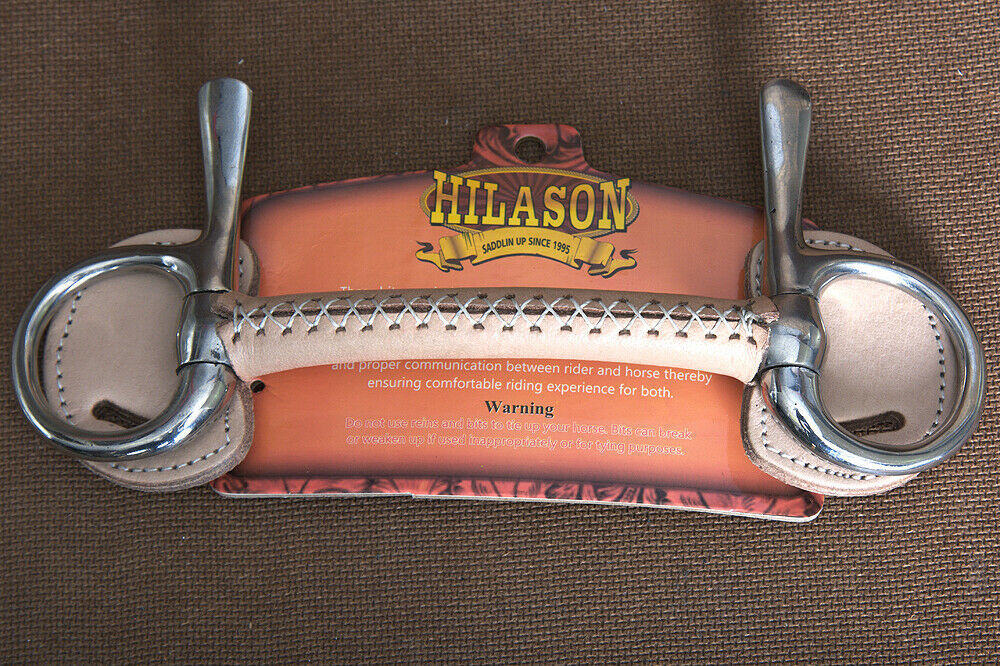 5" HILASON WESTERN TROTTING LEATHER COVERED MULLEN MOUTH HORSE BIT U3065 Bits