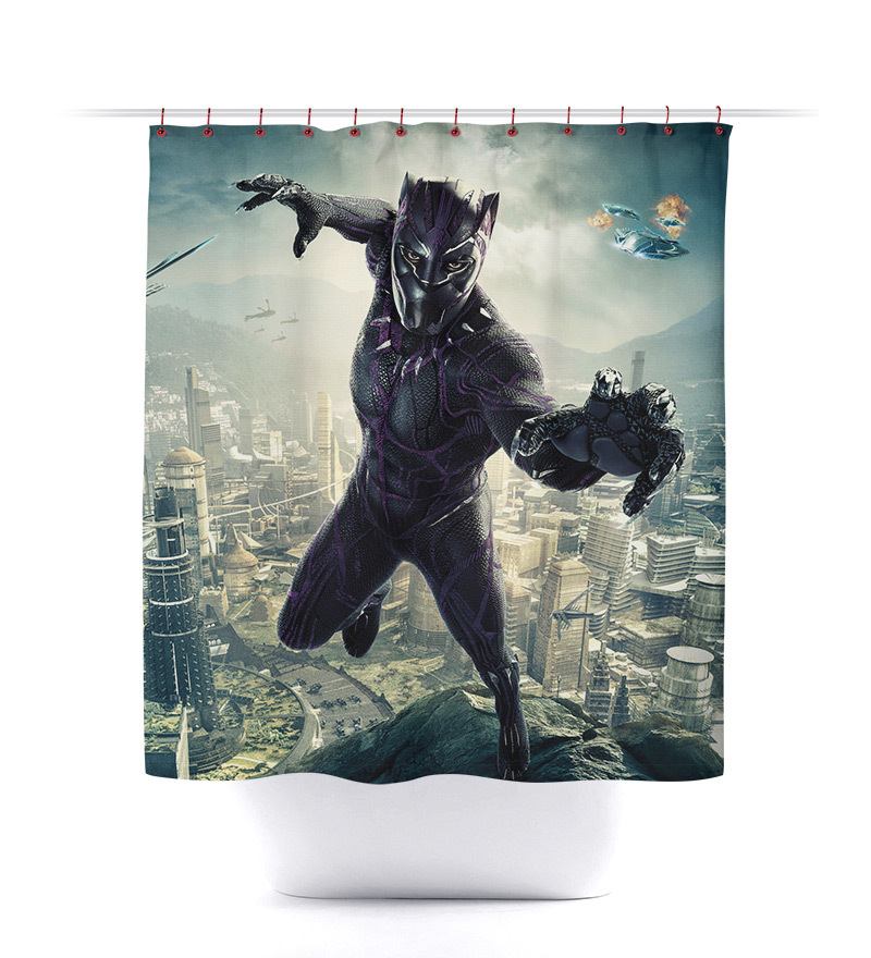 Black Panther Bath Room Shower Curtain Set Shower Curtains