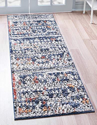 Primary image for Rugs.com Morocco Collection Rug  10 Ft Runner Navy Blue High-Pile Rug Perfect f