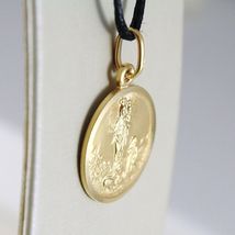 SOLID 18K YELLOW GOLD OUR MARY LADY OF THE GUARD 13 MM ROUND MEDAL MADE IN ITALY image 3