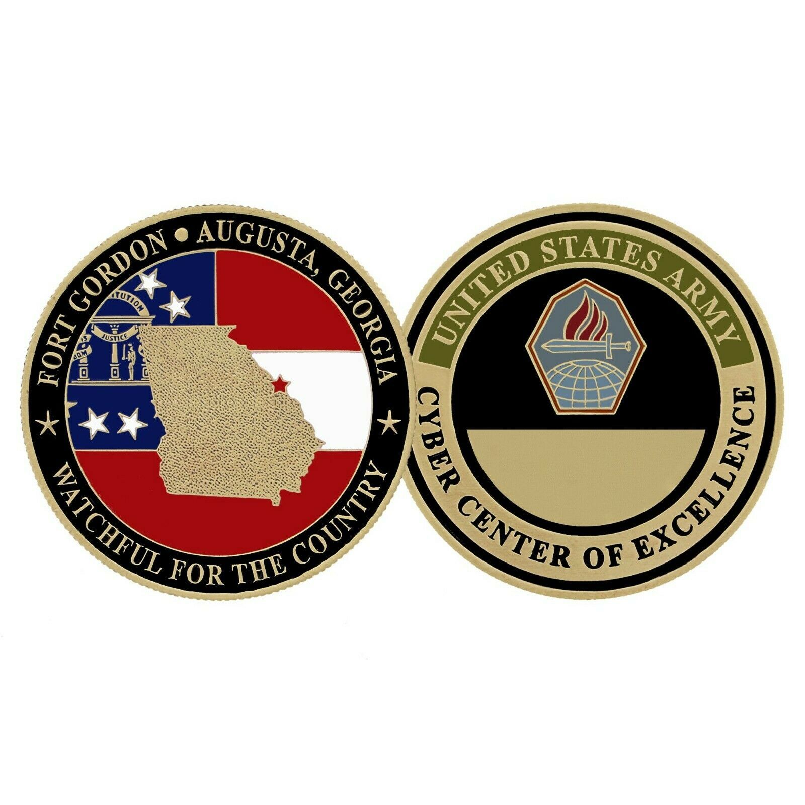 ARMY FORT GORDON CYBER CENTER OF EXCELLENCE 1.75" CHALLENGE COIN