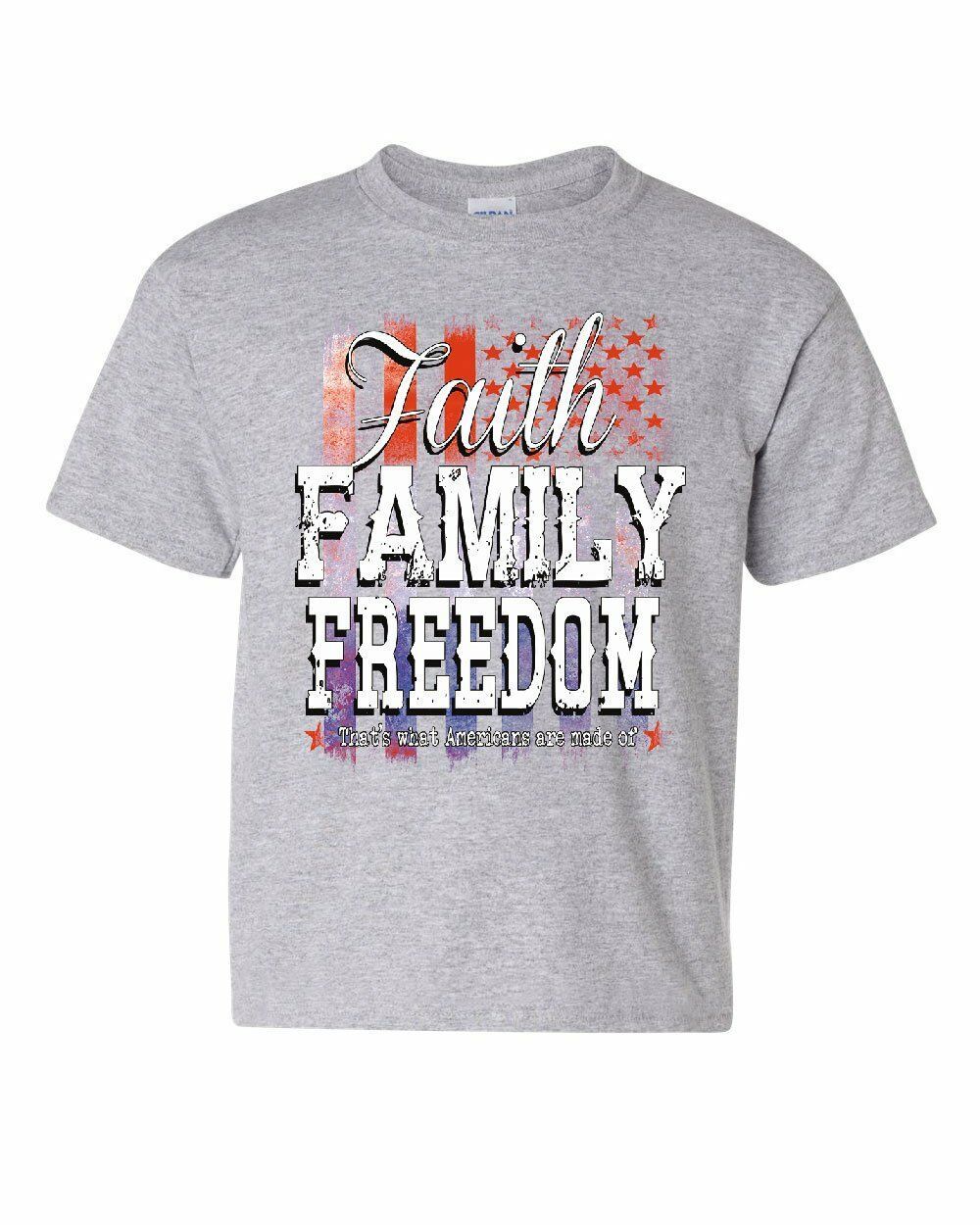 Faith Family Freedom Youth T-Shirt American Values US Flag 4th of July ...