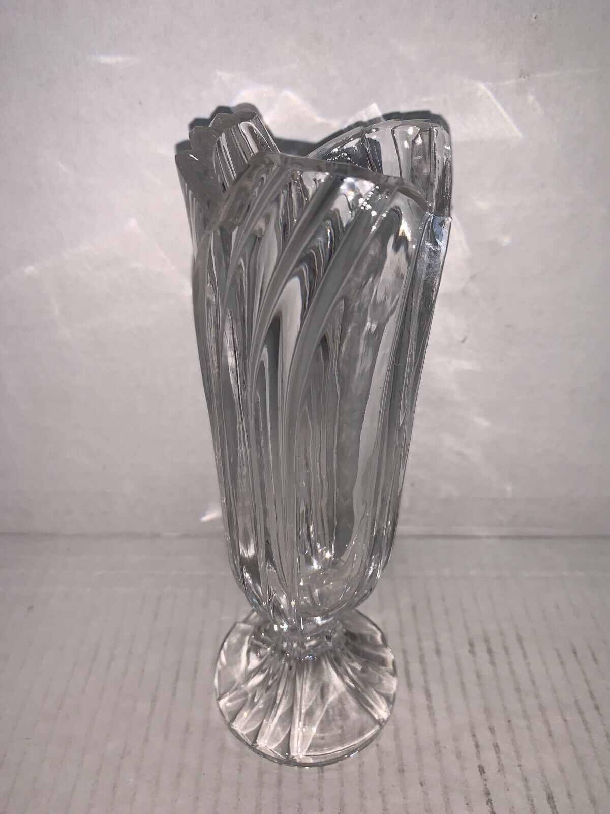 Heavy Crystal Footed Tulip Vase 7 1/2” Crystal