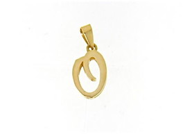 18K YELLOW GOLD LUSTER PENDANT WITH INITIAL O LETTER O MADE IN ITALY 0.71 INCHES image 1