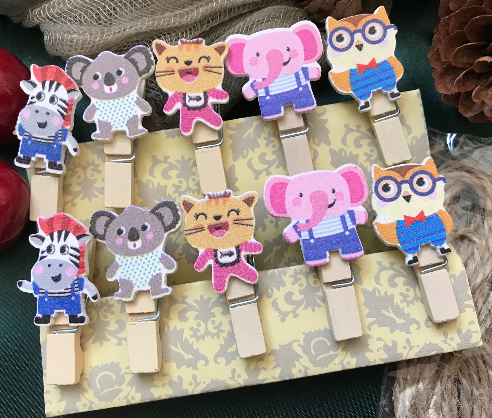 10pcs Cartoon Photo Clips Craft,Clothespin,Children's Birthday Favor Decorations
