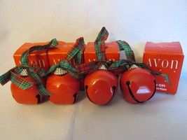 Avon &quot;Pretty Sleigh Bell&quot; Shiny Red Ornaments-Red &amp; Green Ribbons, 1987,... - $15.99