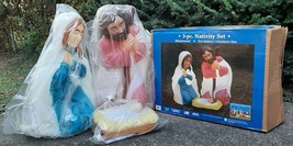 Vintage New n Box General Foam 28&quot; Blow Mold 3pc.Nativity Set USA Mary J... - $299.99