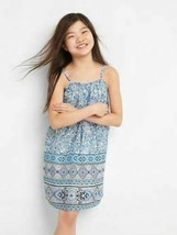 New Gap Kids Girls Blue Floral Spaghetti Straps Cotton Lined Ruffle Dress 8 12 - $22.99