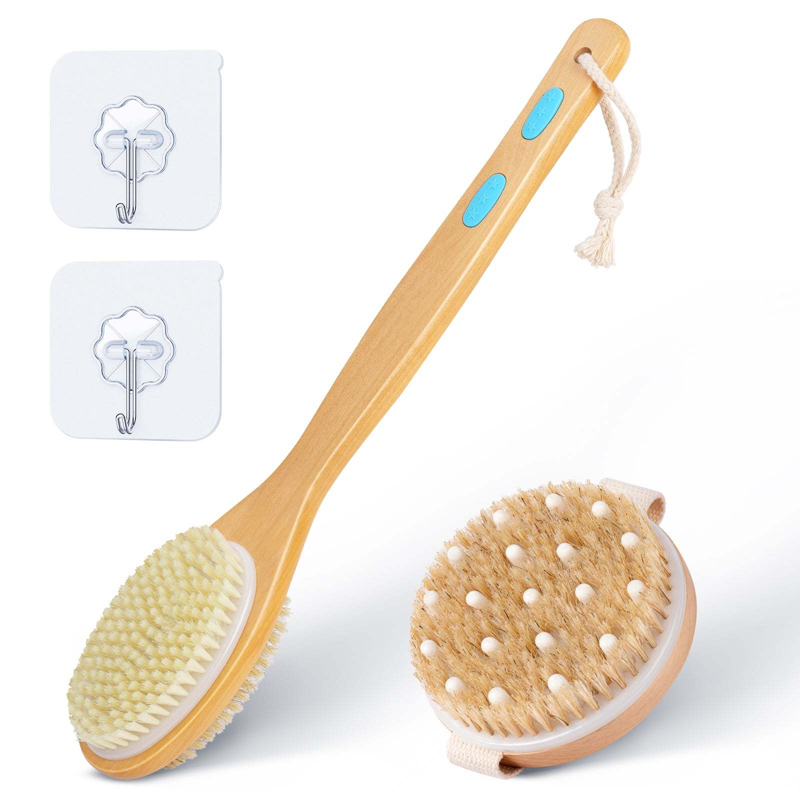 InnOrca 2Pack Shower Body Brush with Soft Nylon & Boar Hair, Long Handle Back Sc - $10.99