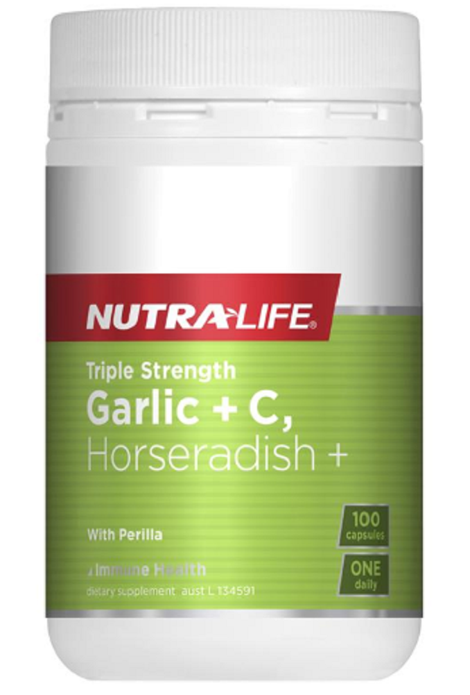 Nutra-Life Triple Strength Garlic + C + Horseradish 100 Capsules